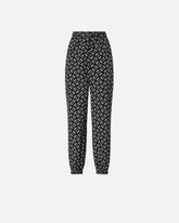 Sportowe spodnie z logo Love Birds na całej powierzchni - Muticolor Nero-Bianco | Pinko