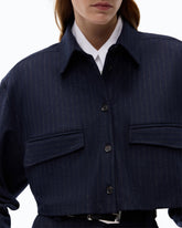 Cropped-Bluse mit Nadelstreifen - Schwarz | Pinko