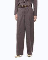 Barrel-fit trousers with micro houndstooth motif - | Pinko