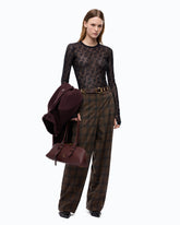 Pantaloni barrel fit con motivo micro pied-de-poule - Multicolor Nero-Marrone | Pinko