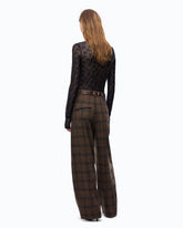 Pantaloni barrel fit con motivo micro pied-de-poule - Multicolor Nero-Marrone | Pinko