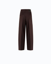 Pantaloni barrel fit in misto lana - Marrone | Pinko