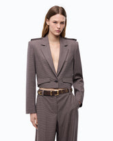 Chaqueta corta con micromotivo pata de gallo - Multicolor Beige-Morado | Pinko