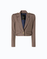 Chaqueta corta con micromotivo pata de gallo - Multicolor Beige-Morado | Pinko
