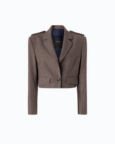 Cropped-Jacke mit Mikro-Hahnentrittmuster - Mehrfarbig Beige-Violett | Pinko