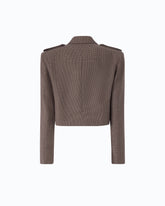 Cropped-Jacke mit Mikro-Hahnentrittmuster - Mehrfarbig Beige-Violett | Pinko