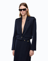 Cropped jacket with epaulettes - Dark Blue | Pinko