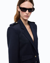 Cropped jacket with epaulettes - Dark Blue | Pinko