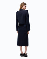 Cropped jacket with epaulettes - Dark Blue | Pinko