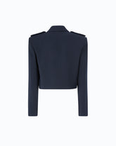 Cropped jacket with epaulettes - Dark Blue | Pinko