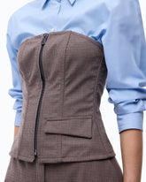 Bustier top with zip - Multicolor Beige-Purple | Pinko