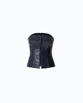 Top bustier con stampa coccodrillo e zip - Blu | Pinko