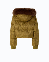 Piumino corto in raso tecnico camouflage - Verde | Pinko