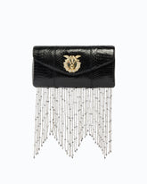 PINKO Galleria Love Bag Clutch small handbag in ayers leather with fringing - | Pinko