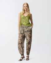 Camouflage balloon-fit trousers with high waist - | Pinko