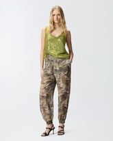 Camouflage balloon-fit trousers with high waist - | Pinko