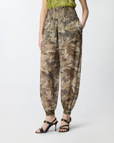 Camouflage balloon-fit trousers with high waist - | Pinko