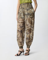 Camouflage balloon-fit trousers with high waist - | Pinko