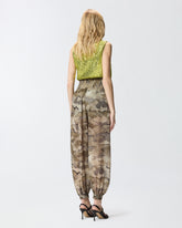 Camouflage balloon-fit trousers with high waist - | Pinko