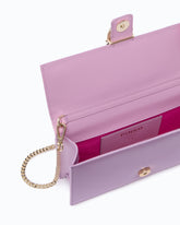 PINKO Galleria Love Bag One Flat medium hand-held clutch in leather and satin with chatons - Trasparente | Pinko