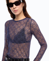 Stretch lace sweater with Love Birds logo motif - | Pinko