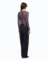 Stretch lace sweater with Love Birds logo motif - | Pinko