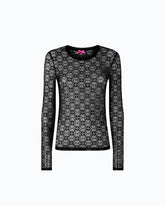 Pullover aus Stretch-Spitze mit Logo-Muster Love Birds - | Pinko