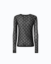 Pullover aus Stretch-Spitze mit Logo-Muster Love Birds - | Pinko