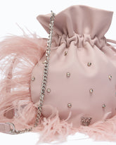 Borsa pouch a tracolla piccola in nappa con piume e borchie PINKO Galleria - | Pinko