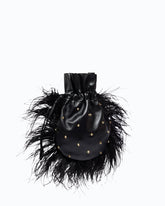 Borsa pouch a tracolla piccola in nappa con piume e borchie PINKO Galleria - | Pinko