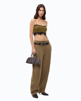 Barrel-fit trousers with belt - Green | Pinko