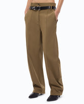 Barrel-fit trousers with belt - Green | Pinko
