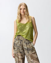 Fully sequinned vest top - Cedar Yellow | Pinko