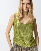 Fully sequinned vest top - Cedar Yellow | Pinko