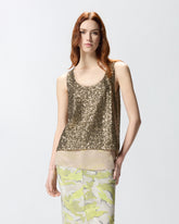 Fully sequinned vest top - Green | Pinko