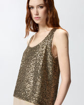 Fully sequinned vest top - Green | Pinko