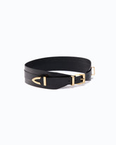 Cinturón de 7 cm superpuesto de piel - Negro | Pinko