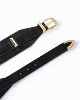 Cinturón de 7 cm superpuesto de piel - Negro | Pinko