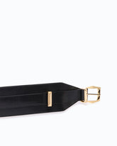 Cinturón de 7 cm superpuesto de piel - Negro | Pinko