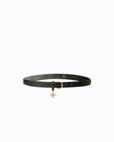 Leather belt with floral studs, 2 cm - | Pinko