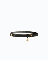 Leather belt with floral studs, 2 cm - | Pinko