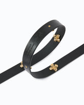 Leather belt with floral studs, 2 cm - Black | Pinko
