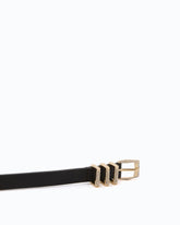 Leather belt with rhinestones, 1.5 cm - Dark Red | Pinko
