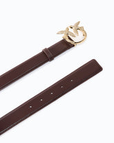 Ceinture en cuir à boucle bijou Love Birds 2,5 cm - Rouge foncé | Pinko
