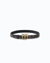 Camouflage belt with Love Birds jewel buckle, 3 cm - Military Green | Pinko