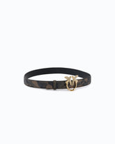 Camouflage belt with Love Birds jewel buckle, 3 cm - Military Green | Pinko