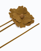 Cintura con fiore in suede 15 cm - Marrone | Pinko