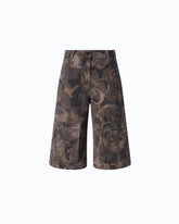 Floral-print cotton cargo Bermuda shorts - Multicolor Green-Black | Pinko