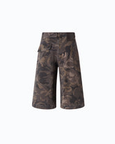 Floral-print cotton cargo Bermuda shorts - Multicolor Green-Black | Pinko
