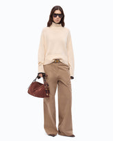 Gabardine cargo trousers with asymmetric pockets - Beige | Pinko